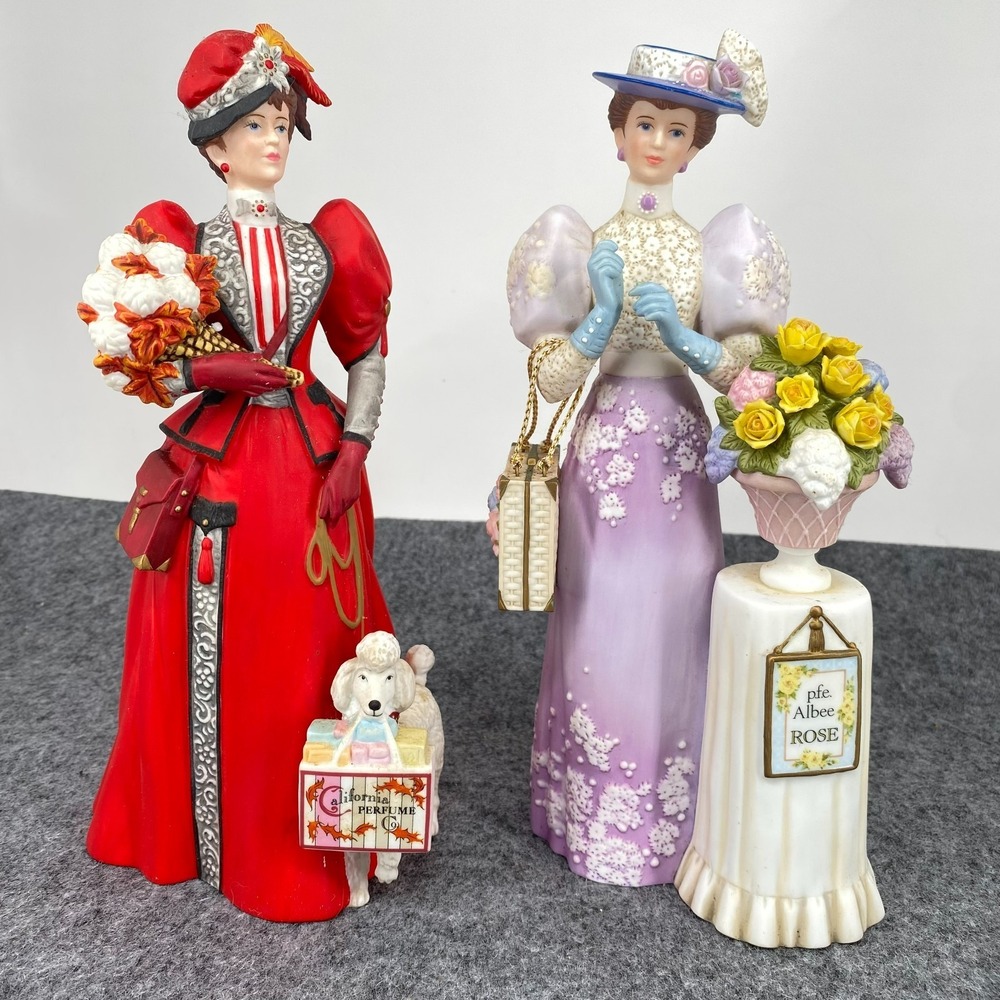 Avon Mrs Albee Figurines 1997 2008 Presidents Club Award Porcelain Set of 2